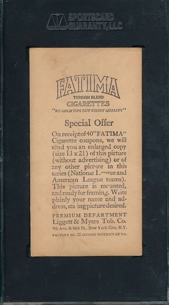 1913 T200 Philadelphia Americans Fatima Cigarettes SGC 30