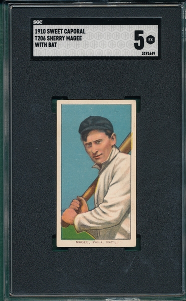 1909-1911 T206 Magee, Bat, Sweet Caporal Cigarettes SGC 5