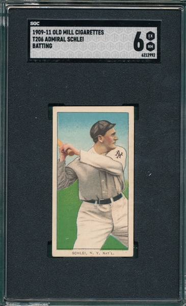 1909-1911 T206 Schlei, Batting, Old Mill Cigarettes SGC 6