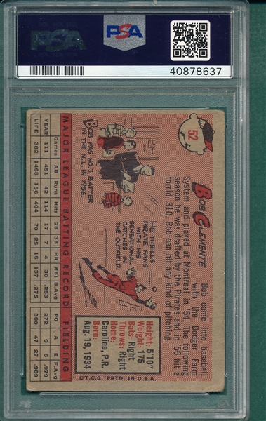 1958 Topps #52 Roberto Clemente PSA 3.5 *White Letters*