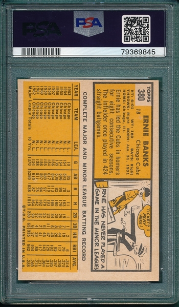 1963 Topps #380 Ernie Banks PSA 4
