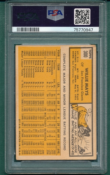 1963 Topps #300 Willie Mays PSA 3