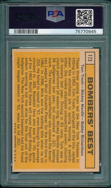 1963 Topps #173 Bombers Best W/ Mantle, PSA 5