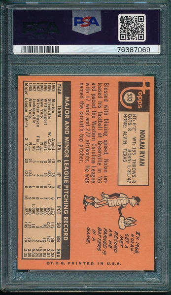 1969 Topps #533 Nolan Ryan PSA 6