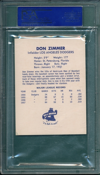 1958 Bell Brand Don Zimmer PSA 6