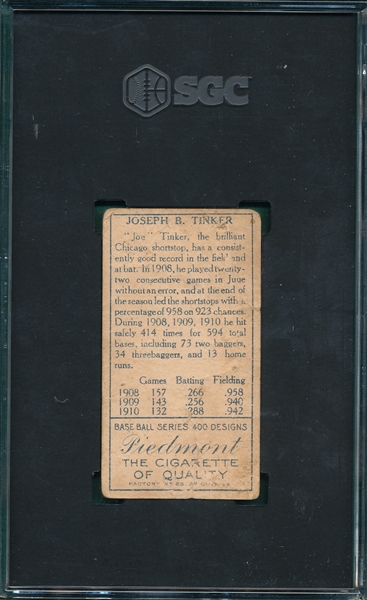 1911 T205 Tinker Piedmont Cigarettes SGC 1