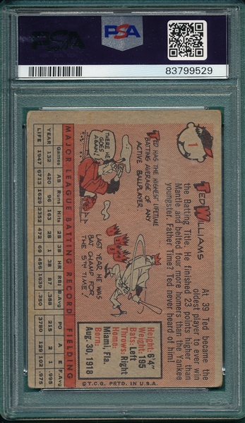 1958 Topps #1 Ted Williams PSA 2