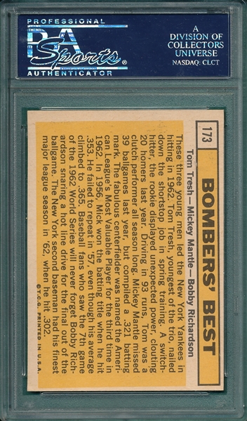 1963 Topps #173 Bombers Best W/ Mantle PSA 7