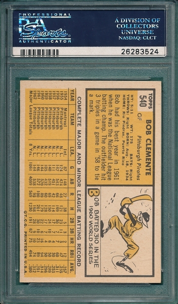1963 Topps #540 Bob Clemente PSA 6