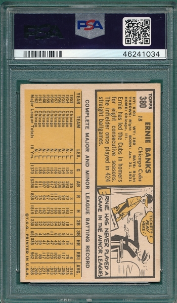 1963 Topps #380 Ernie Banks PSA 5