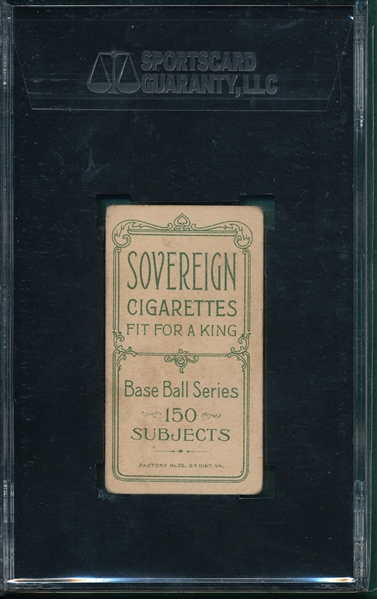 1909-1911 T206 Schaefer, Detroit, Sovereign Cigarettes SGC 35