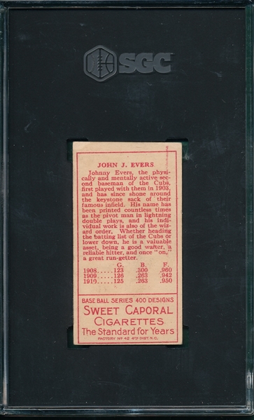 1911 T205 Evers Piedmont Cigarettes SGC 2.5