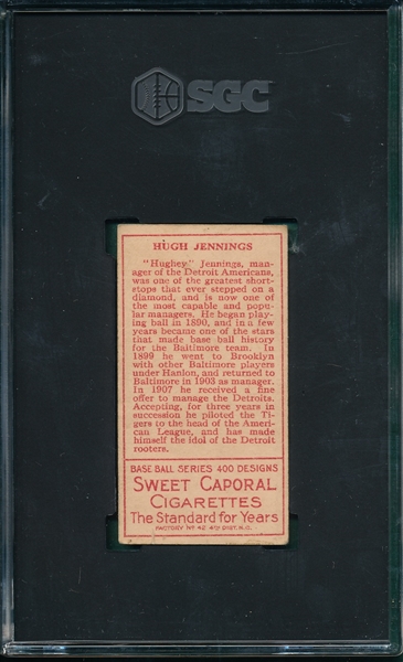 1911 T205 Jennings Sweet Caporal Cigarettes SGC 4.5