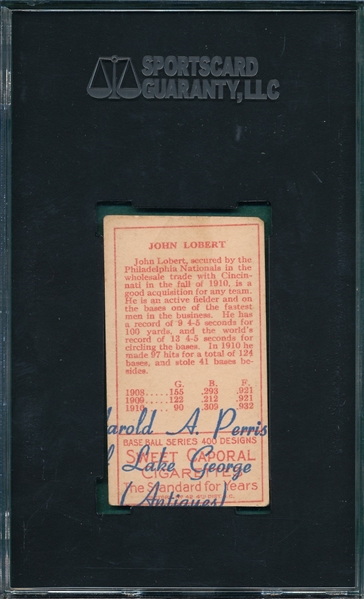 1911 T205 Lobert Sweet Caporal Cigarettes SGC 20 *Stamped Back*