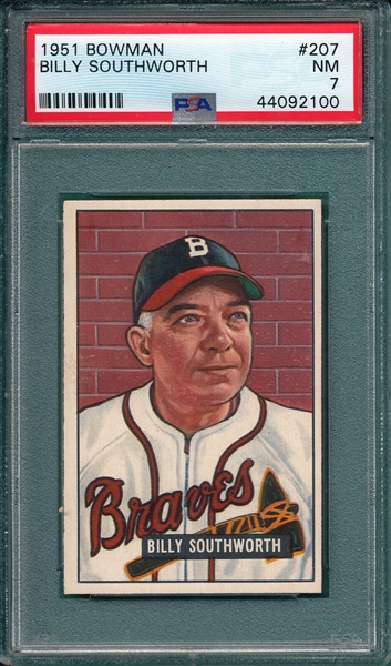 1951 Bowman #207 Billy Southworth PSA 7