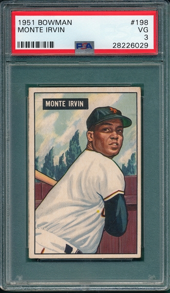 1951 Bowman #198 Monte Irvin PSA 3 *Rookie*