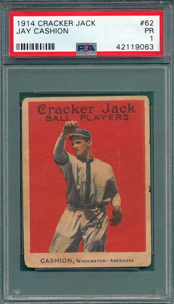 1914 Cracker Jack #62 Jay Cashion PSA 1