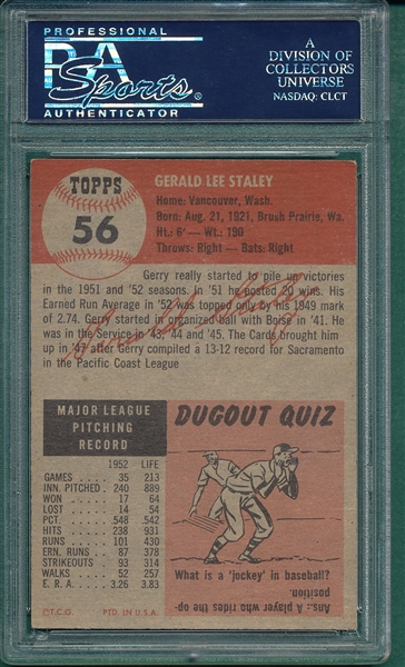 1953 Topps #56 Gerald Staley PSA 5.5