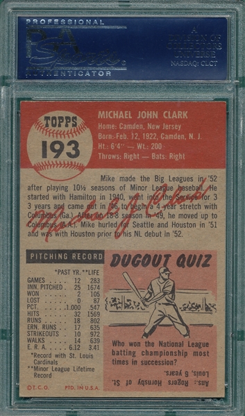 1953 Topps #193 Mike Clark PSA 6