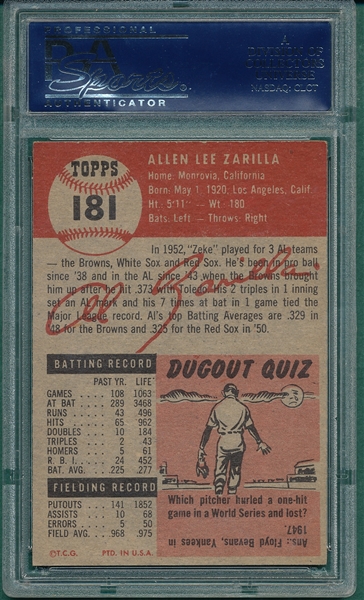 1953 Topps #181 Al Zarilla PSA 6