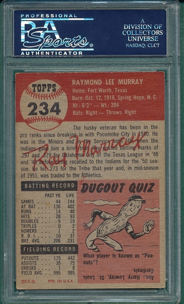 1953 Topps #234 Ray Murray PSA 5 *Hi #* 