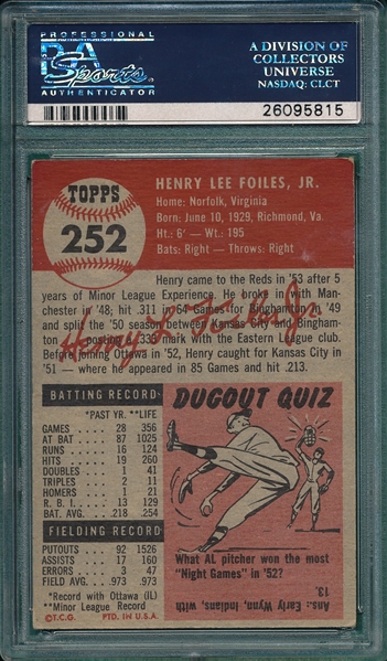 1953 Topps #252 Henry Foiles PSA 5 *Hi #* 