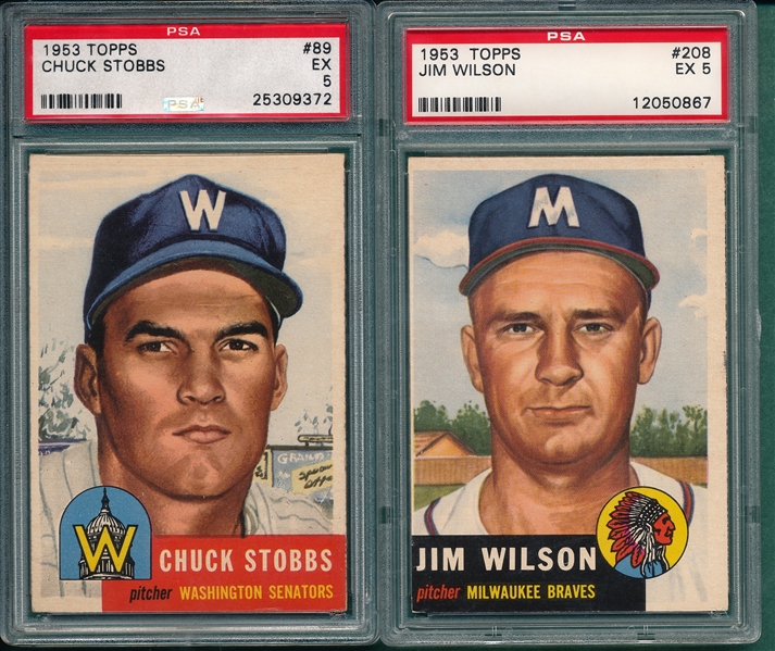 1953 Topps #89 Stobbs & #208 Wilson, Lot of (2), PSA 5