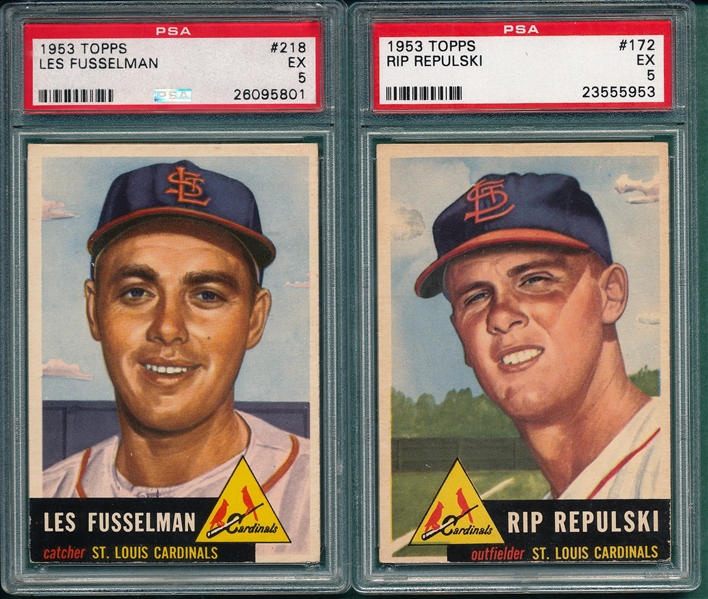 1953 Topps #172 Repulski & #218 Fusselman, Lot of (2), PSA 5