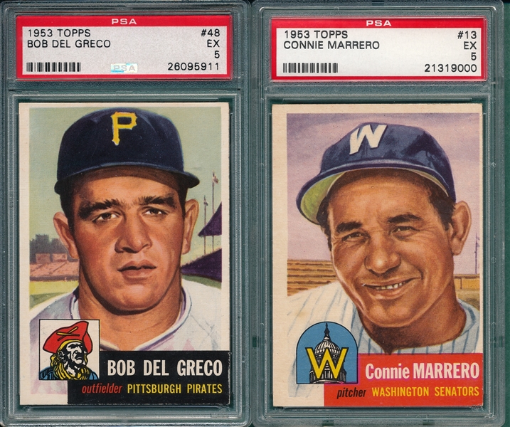 1953 Topps #13 Marrero & #48 Del Greco, Lot of (2), PSA 5