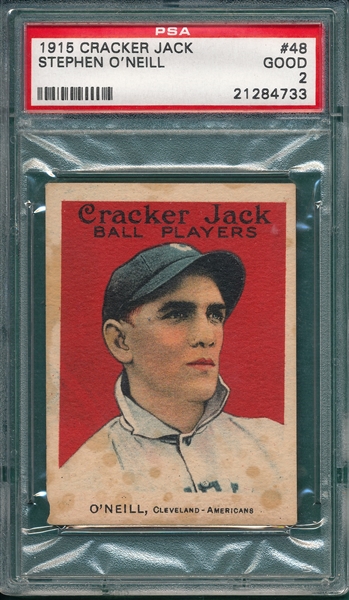 1915 Cracker Jack #48 Stephen O'Neil PSA 2
