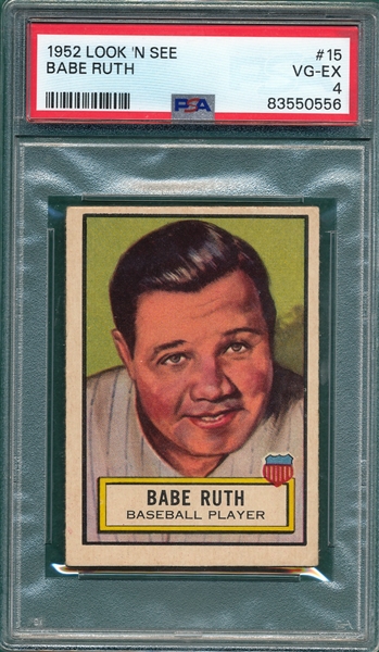 1952 Topps Look 'N See #15 Babe Ruth PSA 4