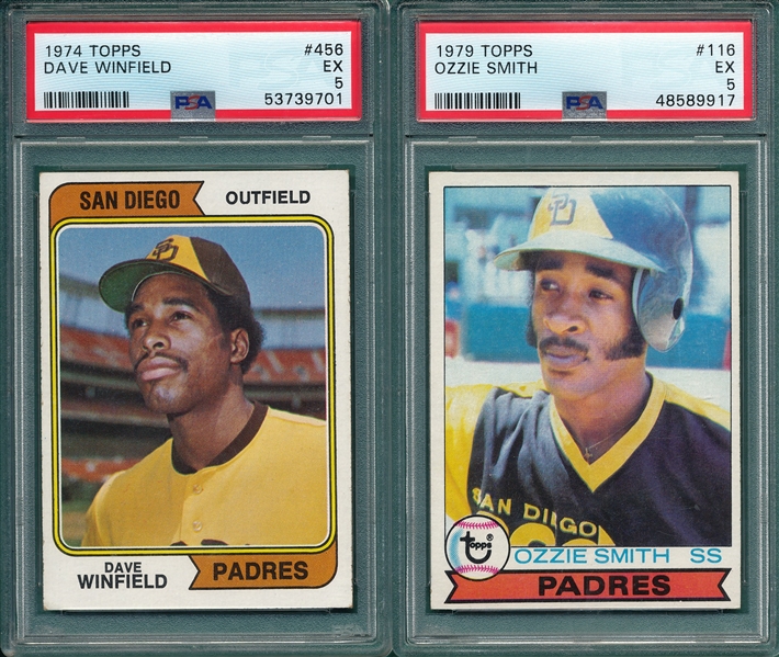 1974 Topps #456 Winfield & 1979 #116 Ozzie Smith, Lot of (2) Rookies, PSA 
