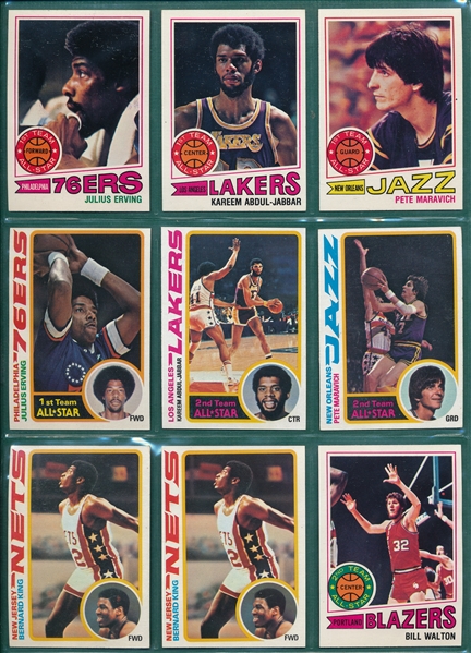 1970-79 Topps Basketball Lot of (314) W/Jabbar, Maravich & Erving