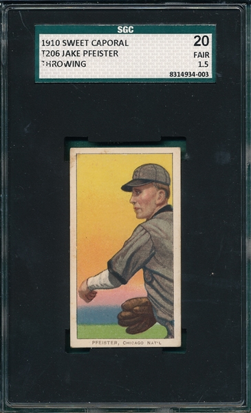 1909-1911 T206 Pfeister, Throwing, Sweet Caporal Cigarettes, SGC 20