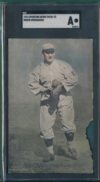 1913 M101-3 Roger Bresnahan, Sporting News, SGC Authentic