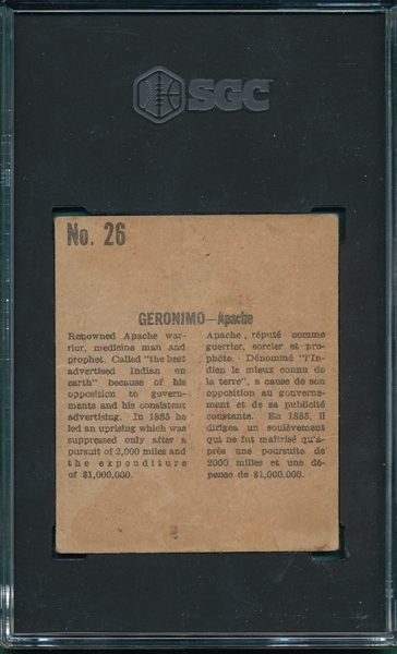1933 V254 Geronimo, Papoose Gum, SGC 3.5