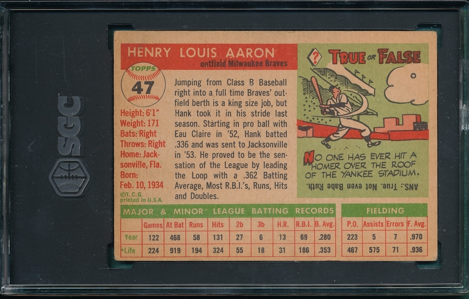 1955 Topps Hank Aaron SGC 2