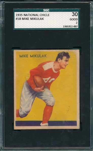 1935 National Chicle Football #18 Mike Mikulak SGC 30