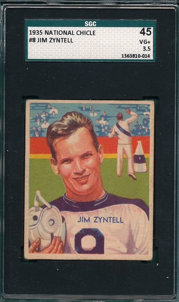 1935 National Chicle Football #8 Jim Zyntell SGC 45