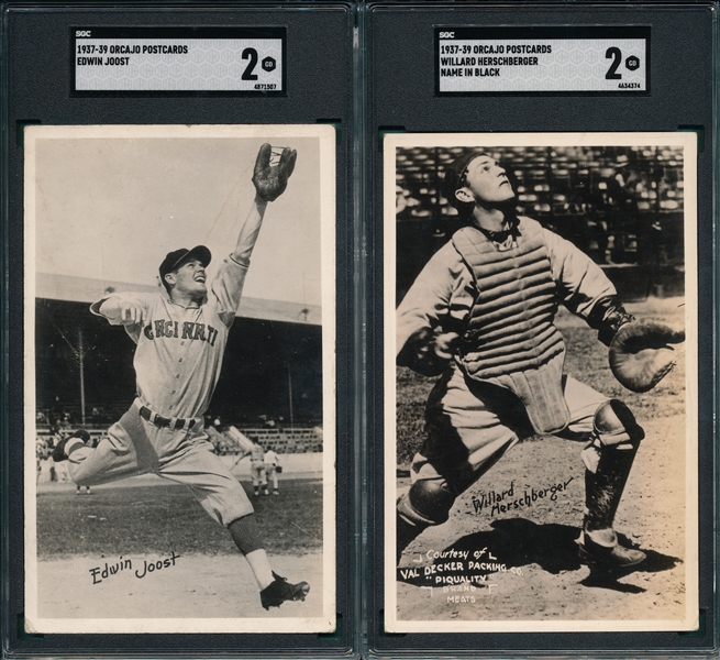 1937-39 Orcajo Postcards Joost & Herschberger, Black Name, Lot of (2) SGC 2