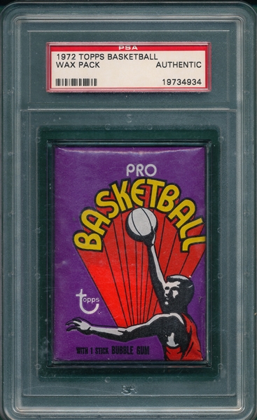 1972 Topps Basketball Wax Pack PSA Authentic