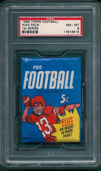 1968 Topps Football Series 1 Wax Pack PSA 8