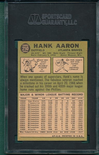 1967 Topps #250 Hank Aaron SGC 50