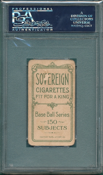 1909-1911 T206 Lajoie, Throwing, Sovereign Cigarettes PSA 2