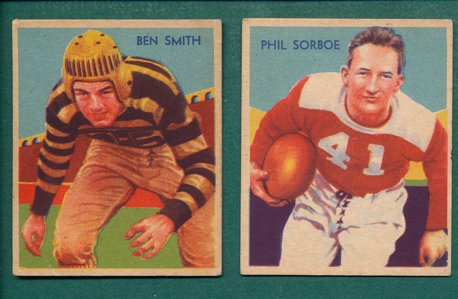 1935 National Chicle Football #14 Sorboe & #16 Ben Smith, Lot of (2)