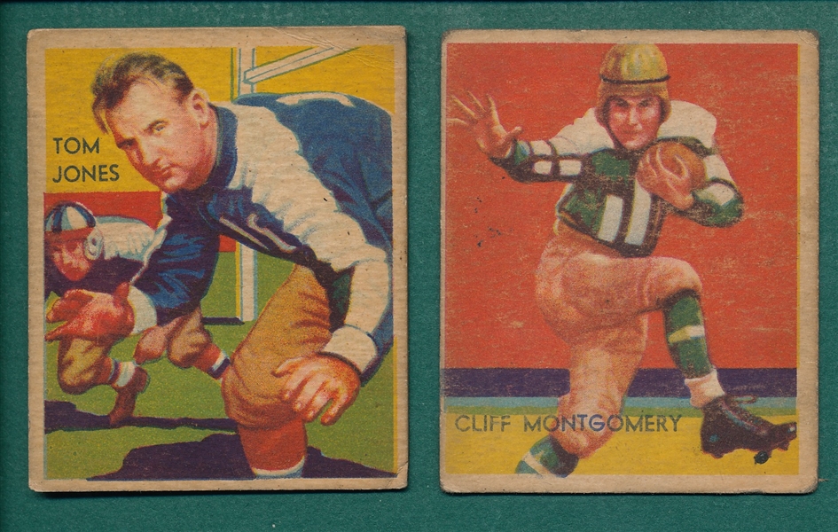 1935 National Chicle Football #17 Jones & #21 Montgomery, Lot of (2)