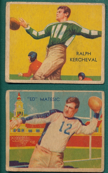 1935 National Chicle Football #4 Matesic & #19 Kercheval, Lot of (2)