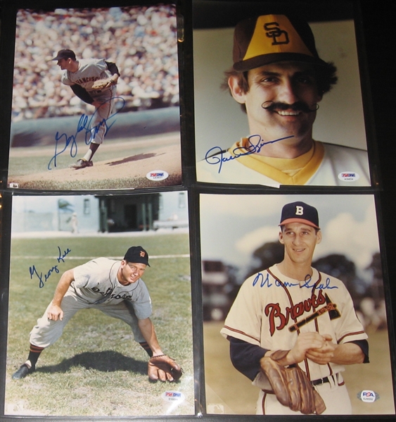 Lot of (4) Signed Photographs of HOFers W/ Gaylord Perry PSA