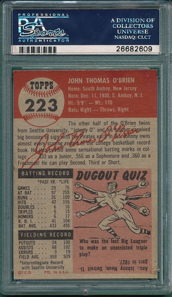 1953 Topps #223 John O'Brien PSA 5 *Hi #*