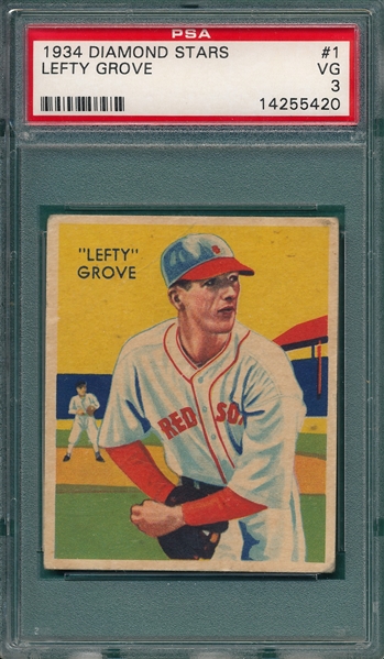 1934-36 Diamond Stars #1 Lefty Grove PSA 3 